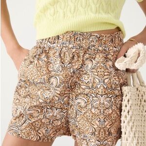 J. Crew Pull On Cotton Poplin Shorts in Ornate Paisley Size Medium